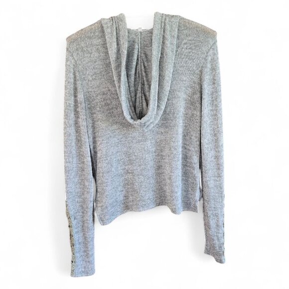 Aeropostale Womens Medium Green Hoodie Lightweight Open Knit Sweater - Picture 2 of 5